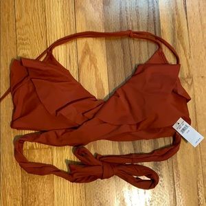 Aerie Wrap Bikini Top Rust NWT Size M